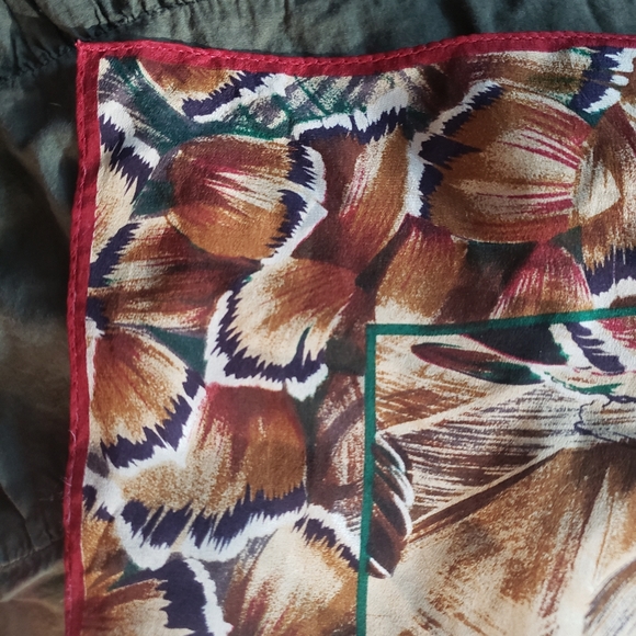 Large Handpainted Japanese Silk Watercolor Scarf Vintage ACUTE Bird Scarf - Picture 9 of 16